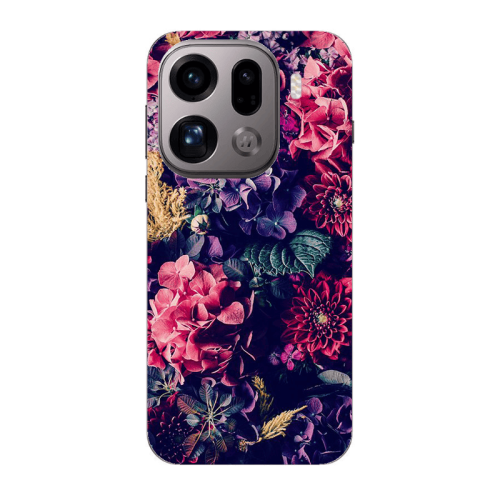 Oppo Find X9 Pro Purple and pink flowers Transparent Silicone TPU Θήκη